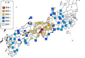 日本地図震度