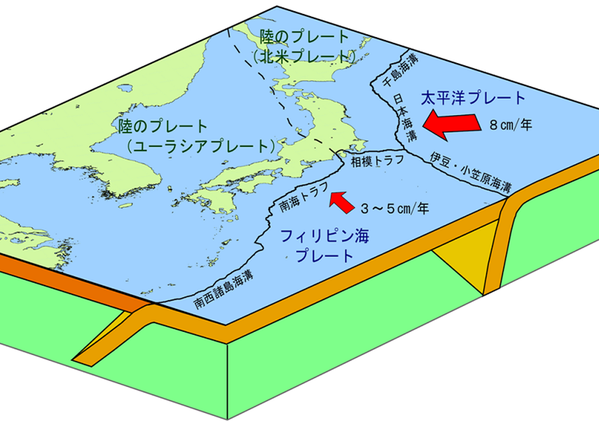 地震の発生にはプレートが関与