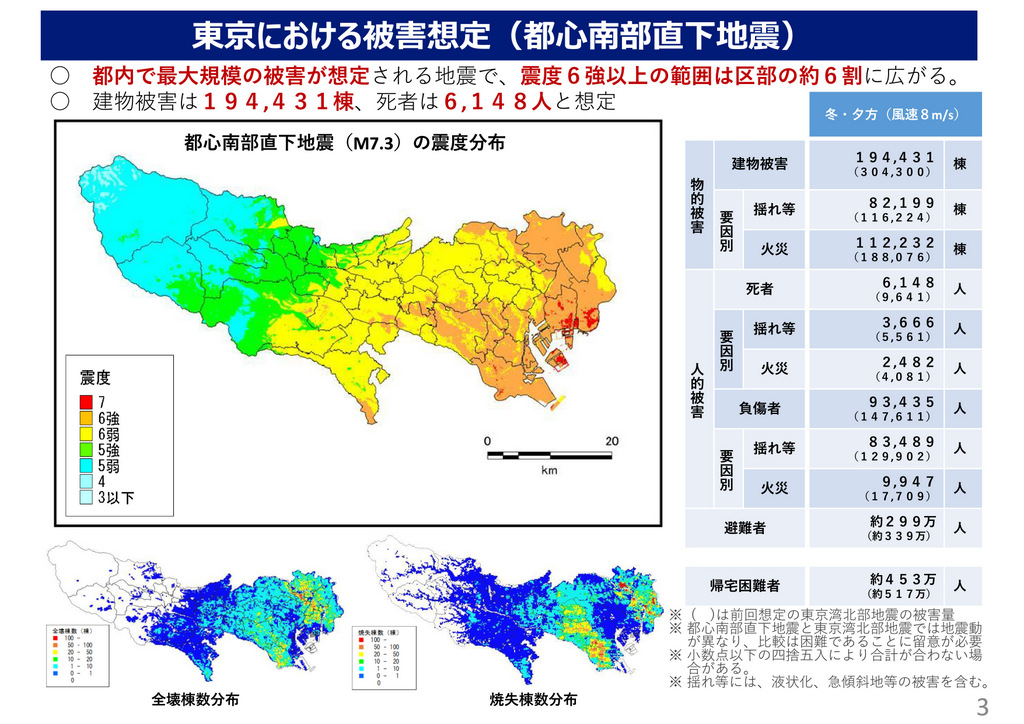 首都直下型地震で最も被害が大きい想定の「都心南部直下地震」