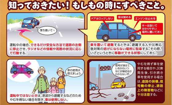 大地震が発生したときに運転者がとるべき措置