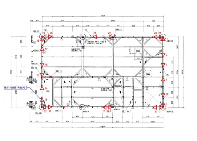 トキワシステムの制震ダンパー配置計画例